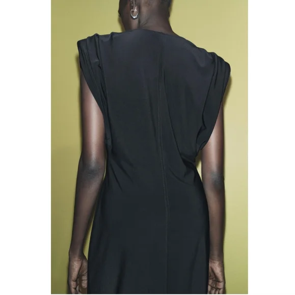 ZARA LONG DRESS WITH SHOULDER PADS SIZE M - Picture 4 of 11